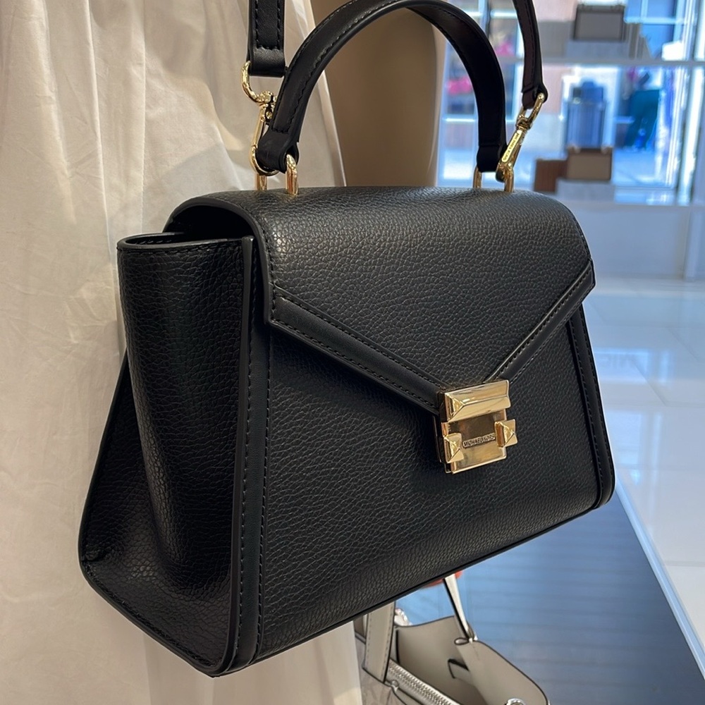 Michael Kors Whitney Medium Leather Flap Satchel Shoulder Crossbody Bag 
Black - Picture 12 of 16